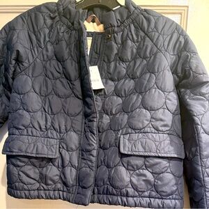 J CREW CREWCUTS Girls Navy Quilted Ruffle Jacket Size 10 NWT fleece lined!
